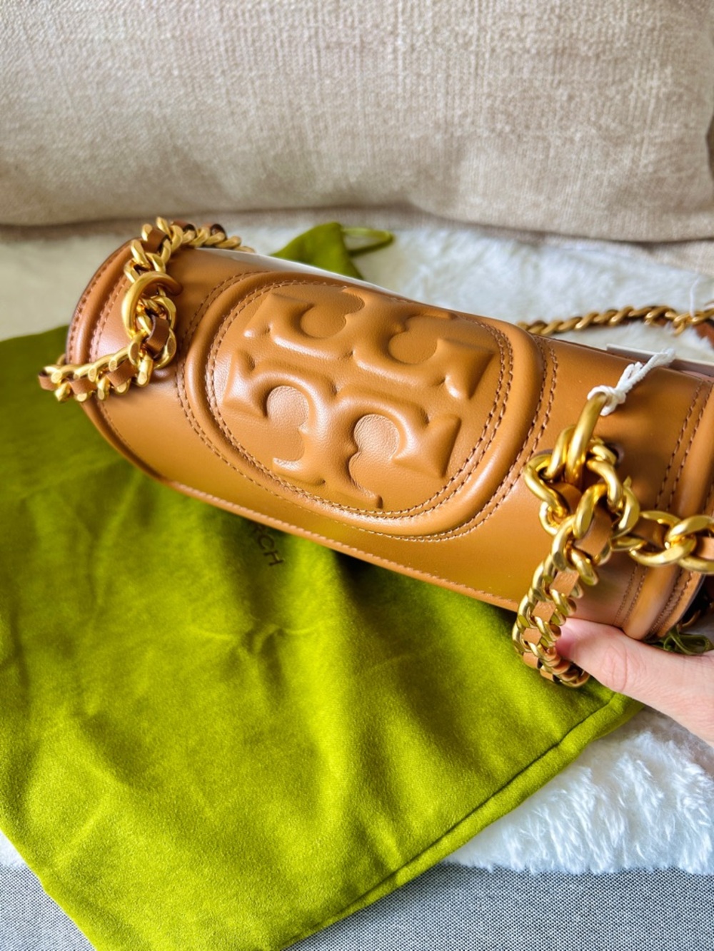 NWT🧡Tory Burch Small Fleming Shoulder Bag Convertible Chain Kobicha Brown 75576 - Picture 7 of 8